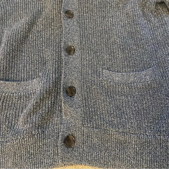 J Crew 100% Cotton Men’s Button Front Cardigan Sz L Blue White - Picture 4 of 6